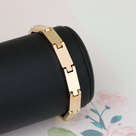 "Bold Rectangular Link Rose Gold Bracelet in Polished Finish, XPBL1143 - Picture 8 of 12